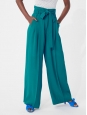 Pia turquoise blue green wide leg pants with belt Retail price €225 Size 36