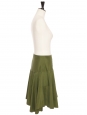 Mid-length skirt in olive green satin cotton Retail price €990 Size M