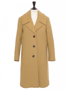 Long coat in khaki green yellow wool Retail price 3000€ Size 38