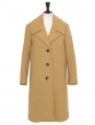 Long coat in khaki green yellow wool Retail price 3000€ Size 38