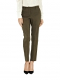 Khaki green wool and silk slim fit pants Retail price €550 Size 36
