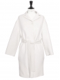 Manteau ceinturé en laine, angora et cashgora blanc crème Prix boutique 3000€ Taille XS