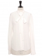 Pussy bow long sleeves ivory white silk long sleeves shirt Retail price €800 Size 34/36