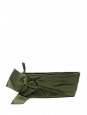 English green satin evening clutch bag with bow Retail price $795