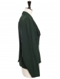 Fir green wool blend twill fitted jacket with puffed shoulders Made in France Size 38 - 40