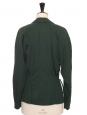 Veste cintrée épaules bouffantes en twill de laine mélangée vert sapin Made in France Taille 38 - 40