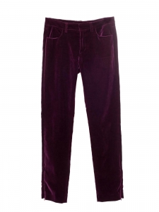 Pantalon droit slim fit en velours bordeaux prune Prix boutique 618€ Taille XS
