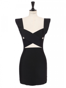 Black stretch bandeau cut out mini dress with open back Retail price $1855 Size XS
