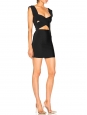Black stretch bandeau cut out mini dress with open back Retail price $1855 Size XS