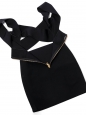 Robe de cocktail mini à bandes stretch noir décolleté et dos nu Prix boutique $1855 Taille XS