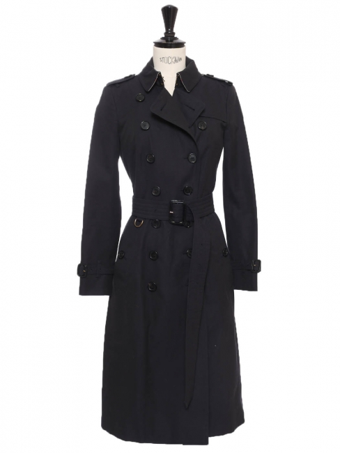 CHELSEA Chelsea Double breasted long navy blue cotton-gabardine trench coat Retail price €1990 Size XXS