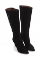 Pointed-toe black suede boots with slim heel Size 36 Retail price €290