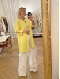 Mid-length light yellow crepe jacket Retail price 1400€ Size 38
