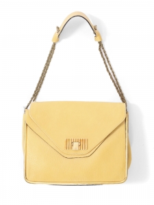 Sally lemon yellow grained leather shoulder bag and gold chain NEW Retail price €1710