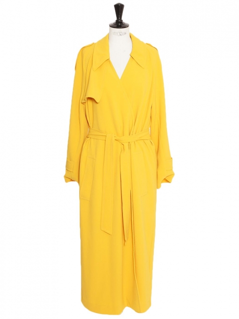 Trench manteau long ceinturé jaune tournesol Prix boutique 750€ Taille 38 à 40