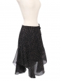 High-waisted flared silk skirt in black with white print Retail price 1200€ Size 34
