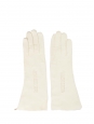 Cream white long suede gloves Size 7.