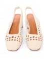 Heeled leather sandals in cream white crochet effect Retail price €455 Size 37