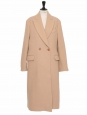 Long double-breasted camel beige wool coat Retail price €1500 Size 40.