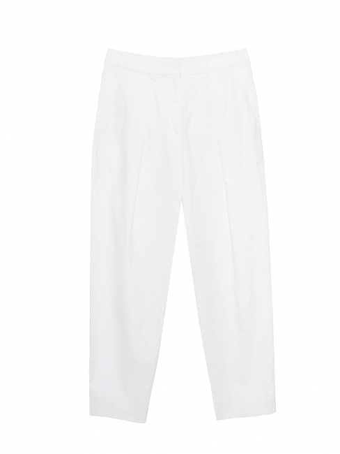 Pantalon cigarette taille haute en lin et coton blanc Prix boutique 445€ Taille XS