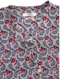Chemise MEXIKA manches longues col rond en coton imprimé fleuri rose bleu et blanc Prix boutique 160€ Taille 40