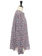 Chemise MEXIKA manches longues col rond en coton imprimé fleuri rose bleu et blanc Prix boutique 160€ Taille 40