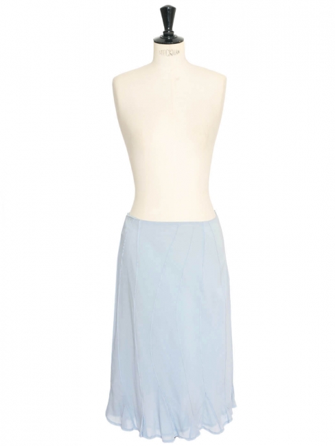 Light blue silk midi length skirt Retail price €800 Size 38/40