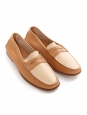 GOMMINO loafers in beige and camel brown grained leather Retail price €550 Size 38.5