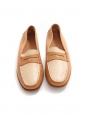 GOMMINO loafers in beige and camel brown grained leather Retail price €550 Size 38.5