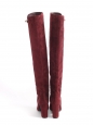 bottes cuissardes à talon en suède rouge bordeaux Prix boutique 1600€ Taille 37,5