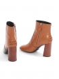 Square toe camel leather high heel ankle boots Retail price €605 Size 36.5