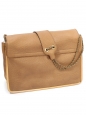 Sally light tan brown grained leather shoulder bag with gold brass chain and frame Retail price €1500