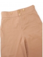 Pantalon taille haute jambe évasée en coton marron camel Prix boutique 1200€ Taille 36
