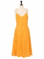 Sunflower yellow linen maxi dress with thin straps and small buttons Retail price €350 Size 40