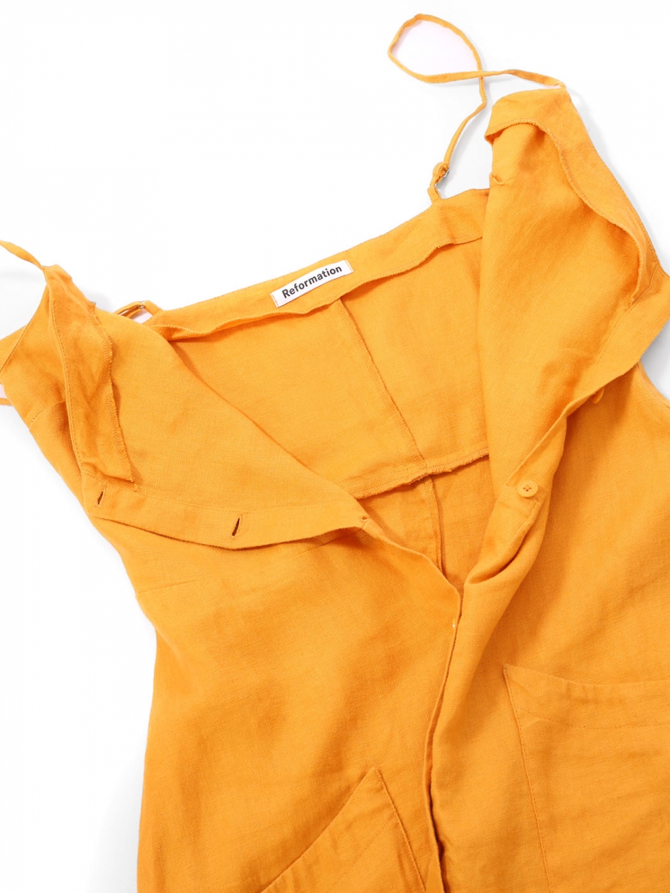 Boutique REFORMATION Sunflower yellow linen maxi dress with thin straps and  small buttons Retail price 350 Size 40