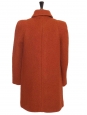 Terracotta red wool tweed seventies-style collar flared coat Retail price €3000 Size 36/38