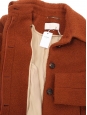 Manteau col seventies coupe évasée en laine bouclée rouge terracotta Prix boutique 3000€ Taille 36/38