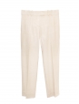 Cream beige silk pleated straight-leg tailored trousers Retail Price 1250€ Size 42