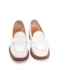 Cream white leather round-toe loafers with wooden sole Retail price 475€ Size 37