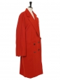 Manteau longue double boutonnière ceinturé en laine rouge brique Prix boutique 1690€ Taille 36/38