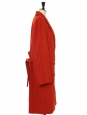 Manteau longue double boutonnière ceinturé en laine rouge brique Prix boutique 1690€ Taille 36/38