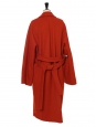 Long double-breasted belted coat in brick red wool Retail price €1690 Size 36/38