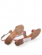 Flat sandals in red leather, khaki tweed, and gold chain Retai price: €1400. Size 37.5