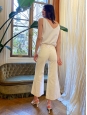 Pantalon taille haute en coton blanc crème jambes évasées Prix boutique 950€ Taille XS
