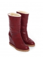 Dark red leather and cream white shearling wedge heel boots Retail 1000€ Size 37