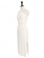 Asymmetric one-sleeve belted dress in cream white knit Retail price €725 Size XS/S