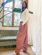 Wide-leg pants with red and white herringbone belt in wool and mohair Retail price €950 Size 40