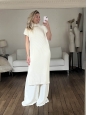 Sleeveless straight-cut ribbed wool turtleneck dress in cream white Retail price €600 Size S to L