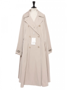 Long beige cotton gabardine trench coat Retail price €1200 Size 40.