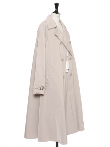 Long beige cotton gabardine trench coat Retail price €1200 Size 40.